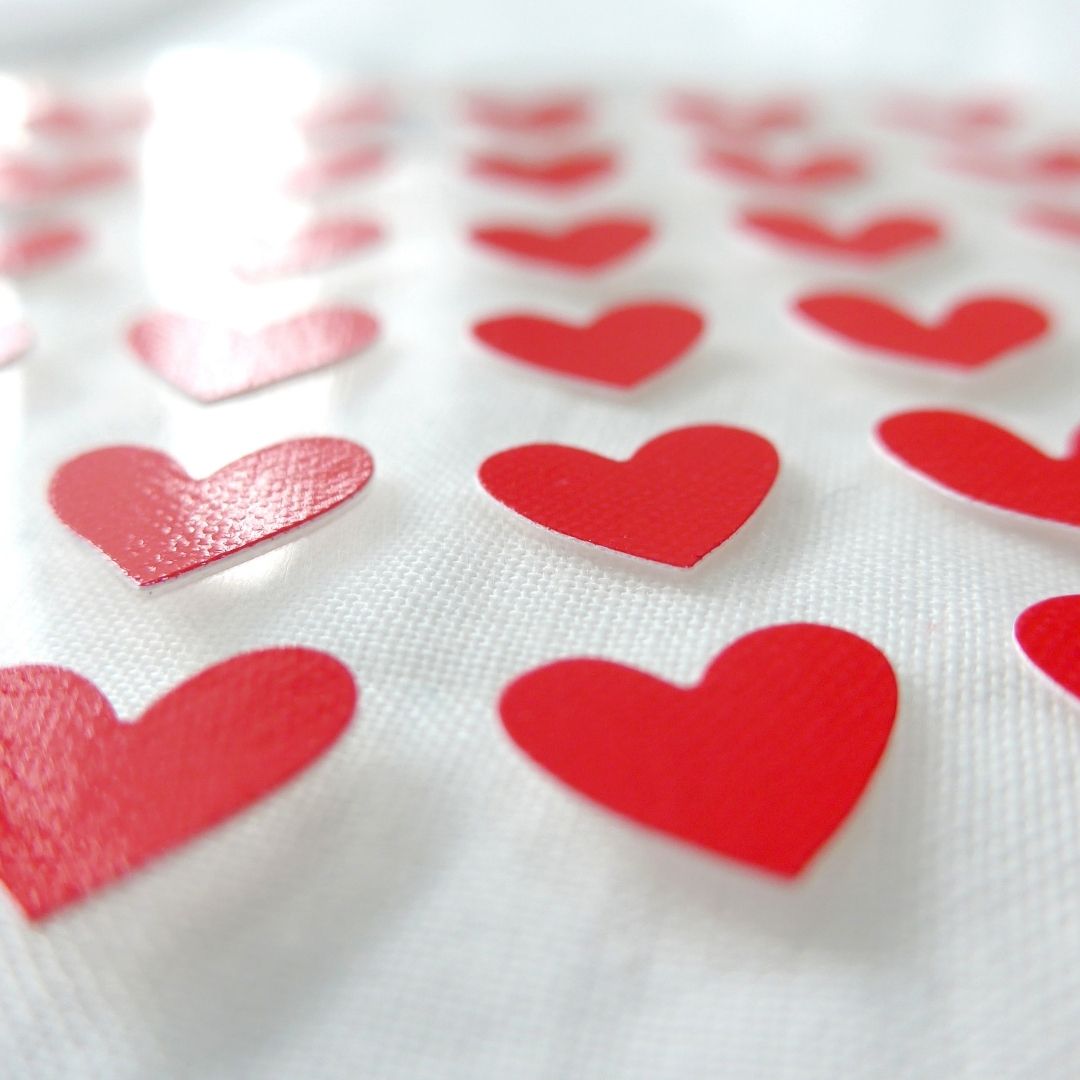 04 Red Cotton Hearts Suatelier Stickers - Plain - Suatelier