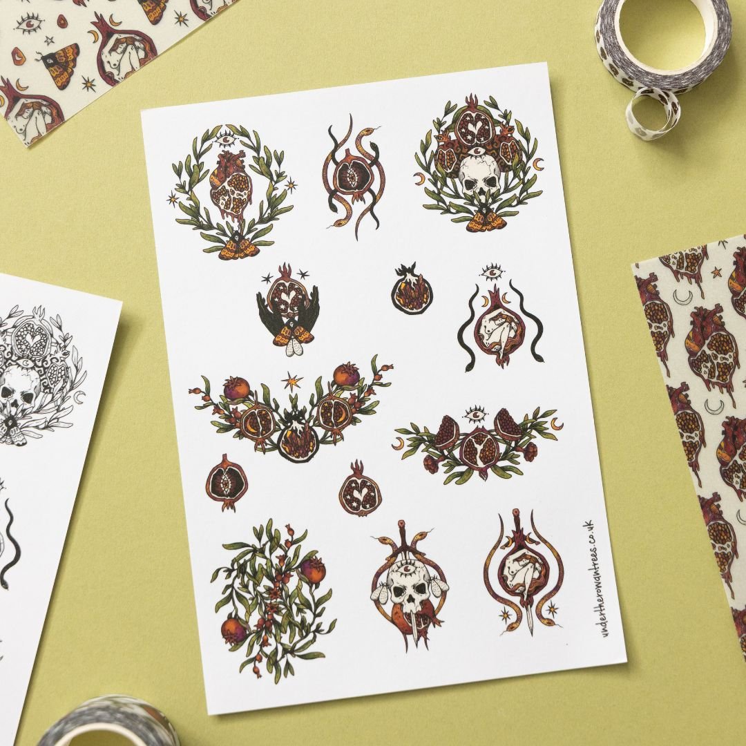Pomegranate Sticker Sheets - Colour - Under the Rowan Trees