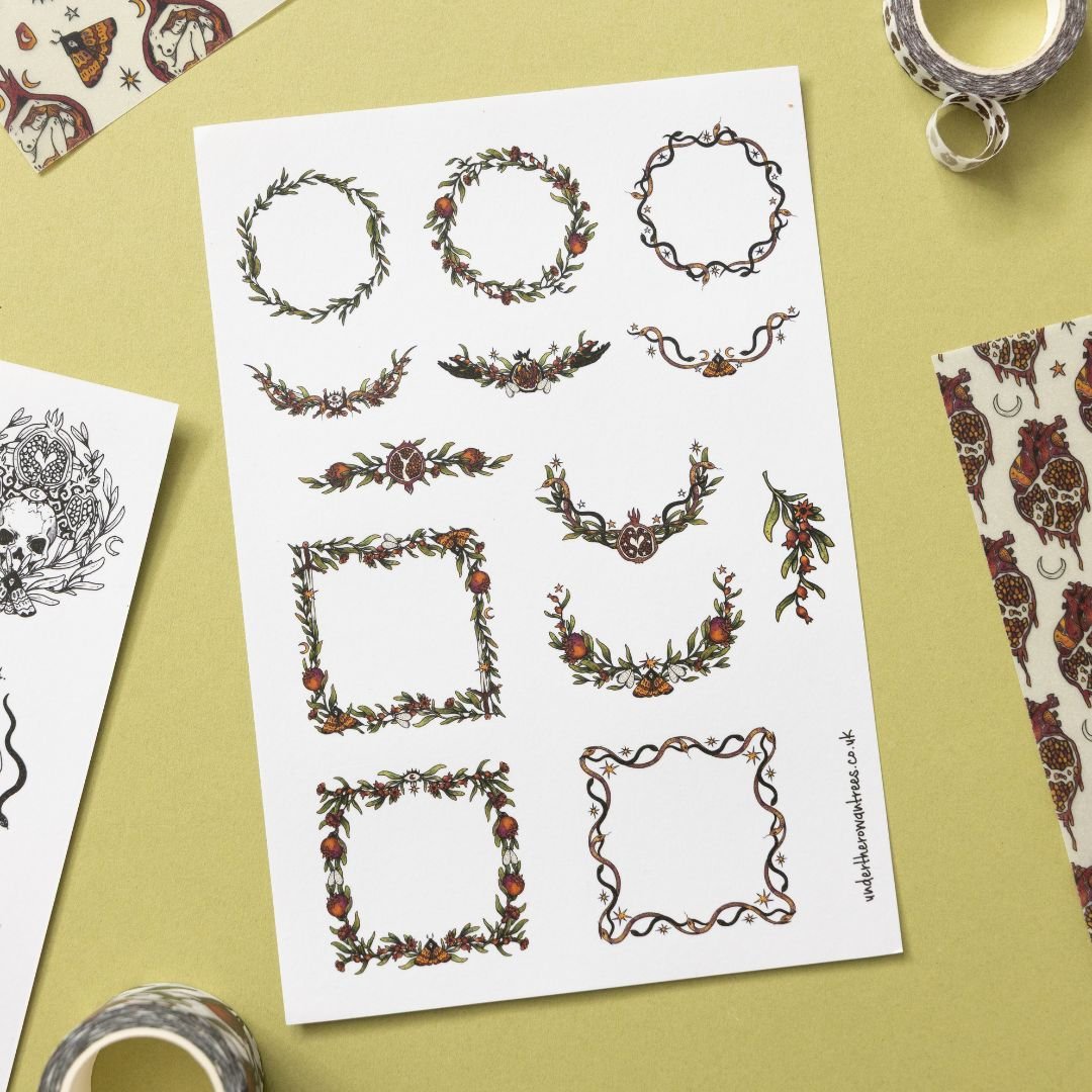 Pomegranate Sticker Sheets - Frames - Under the Rowan Trees