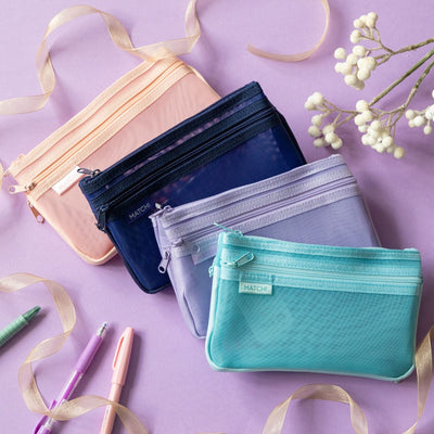 Match Mesh Pencil Case - Sun-Star-Pencil Cases-Sun-Star-Coral