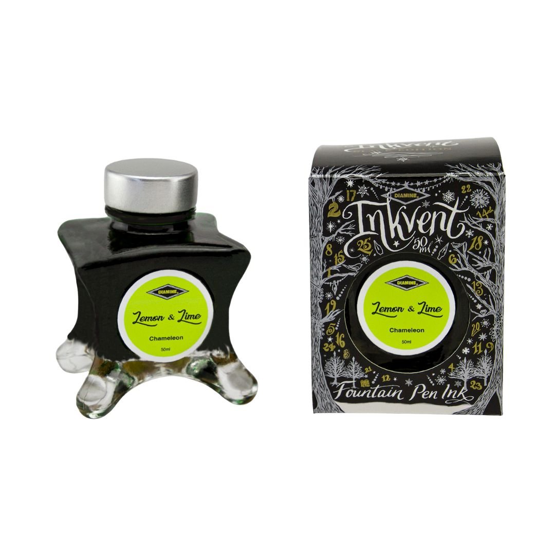 Diamine 50ml Fountain Pen Ink - Black Inkvent Edition - Lemon and Lime
