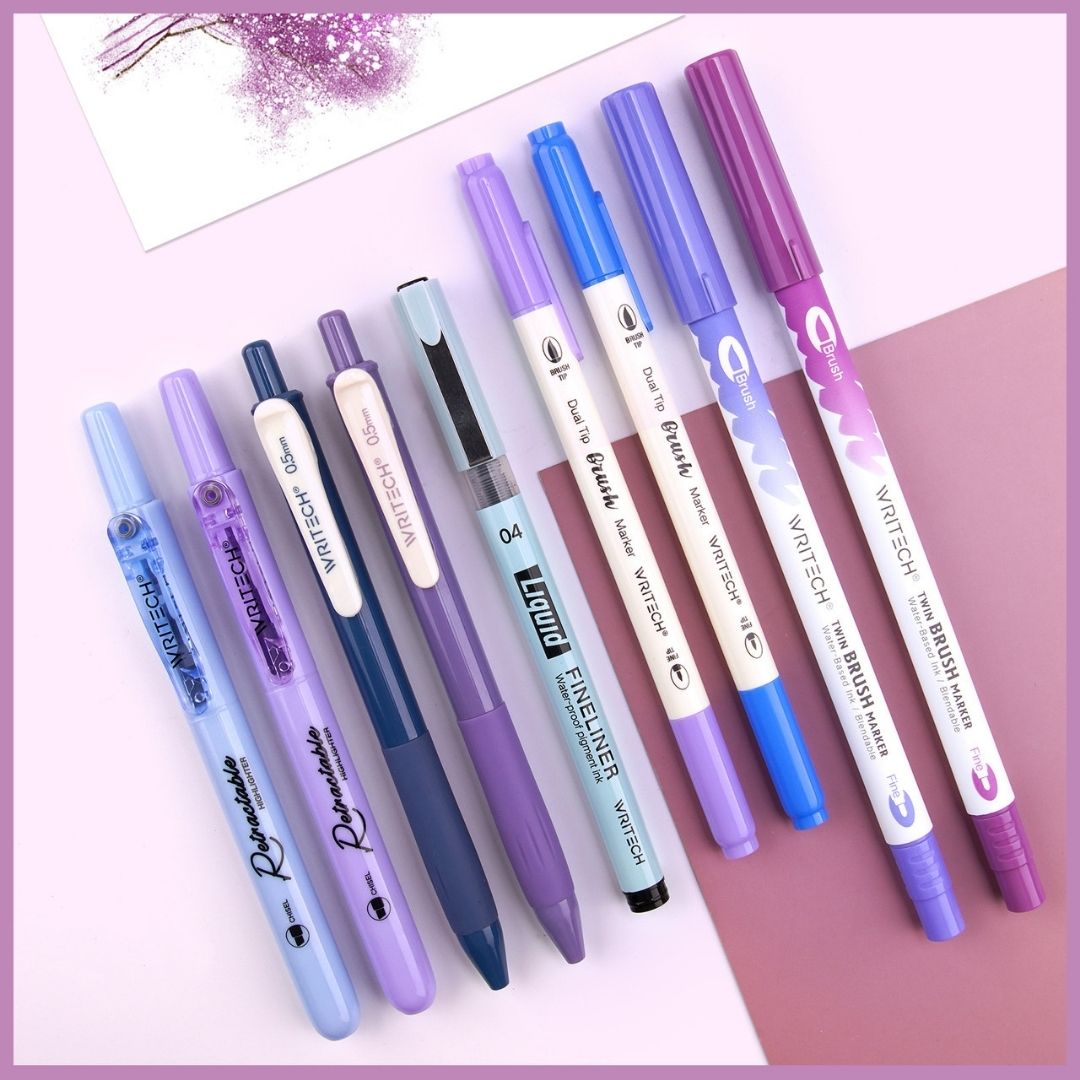Journal Pen Set - Create Your Planner Aesthetic-Pens-Writech-Purples/Blues