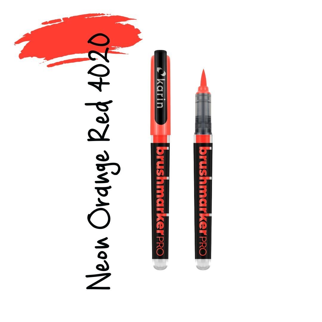 Neon Karin Brushmarker Pro Brush Pens-Pens-Karin-Neon Orange Red