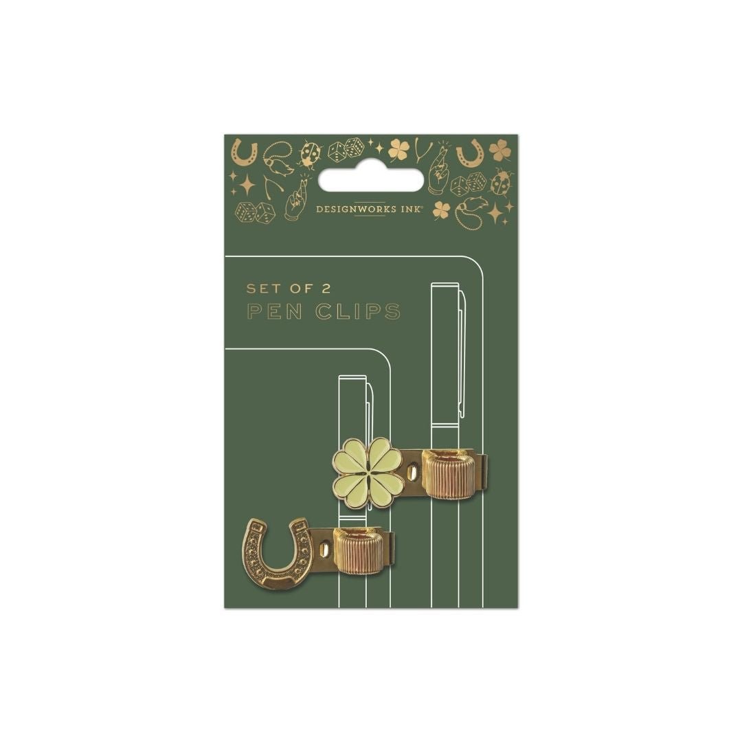 Pen Clips Set of Two-Pen Loops-Designworks Collective-Butterfly & Mushroom