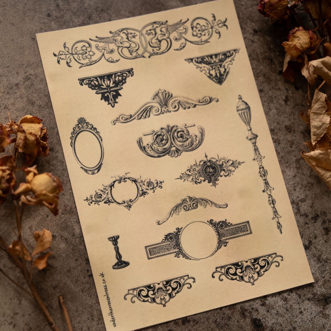 Poe's Raven Sticker Sheets-Stickers-Under the Rowan Trees-Decorative Elements Large