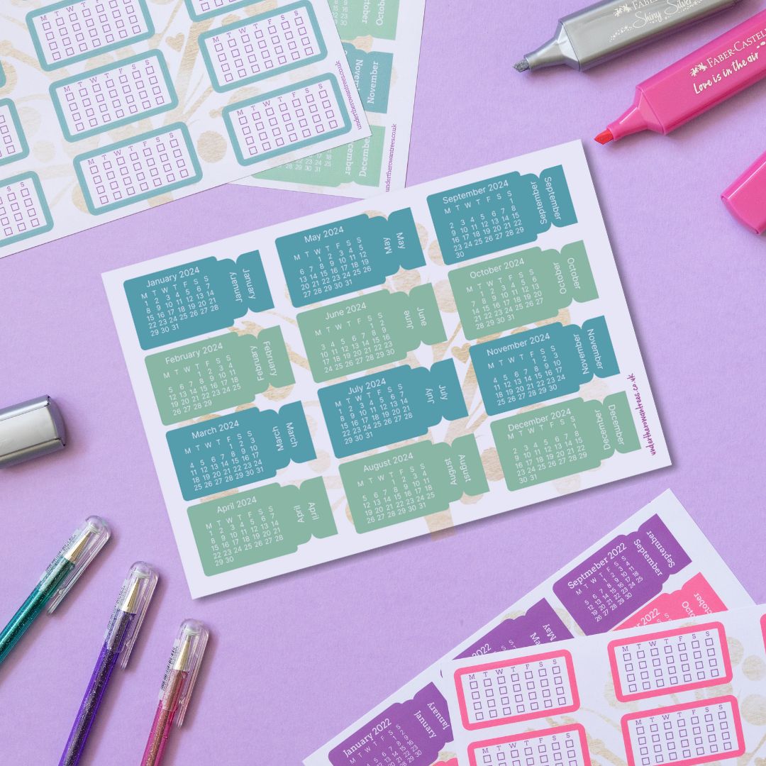 2024 Calendar Tab Stickers-Stickers-Under the Rowan Trees-