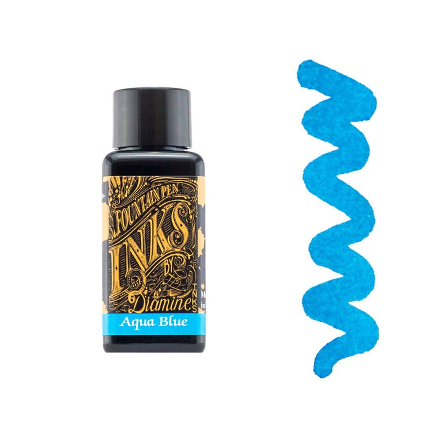 Aqua Blue Diamine Fountain Pen Ink 30ml - Diamine - Fountain Pen Inks - Under the Rowan Trees