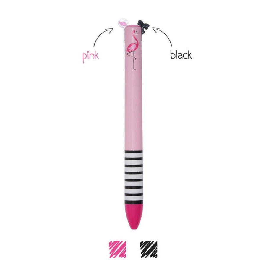 Flamingo Click & Clack Two Colour Ballpoint Pen - Legami - Pens - Under the Rowan Trees