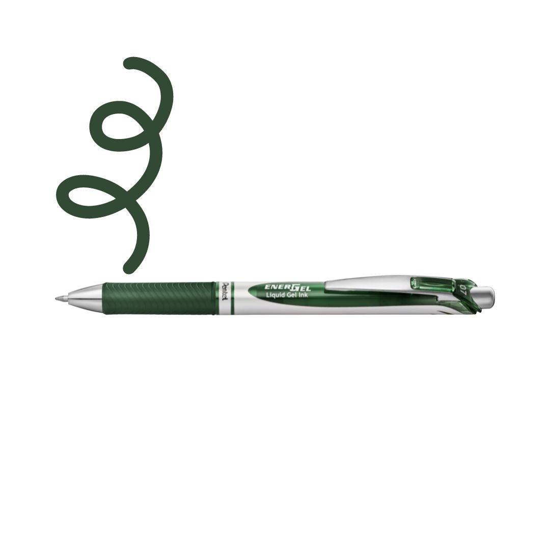 Pentel EnerGel Retractable Pen 0.7mm-Pens-Pentel-Forest Green