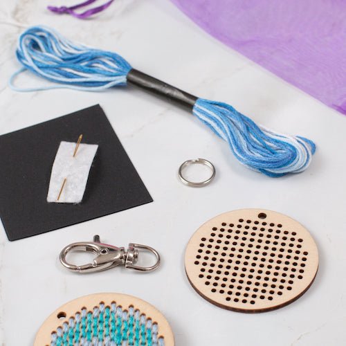 Wooden Cross Stitch Kit - Circle-Craft Kits-Under the Rowan Trees-Keyring