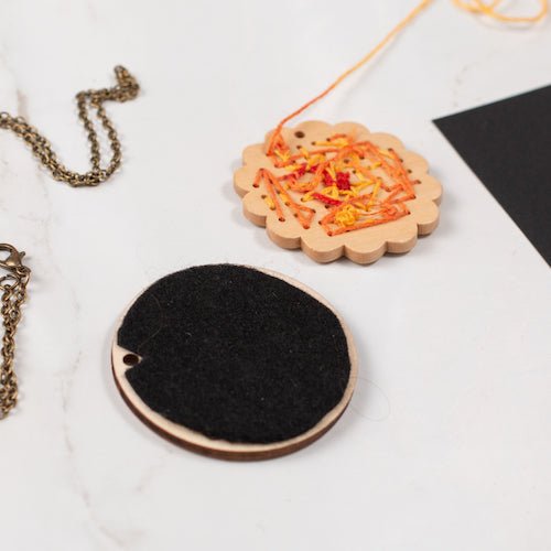 Wooden Cross Stitch Kit - Circle-Craft Kits-Under the Rowan Trees-Keyring