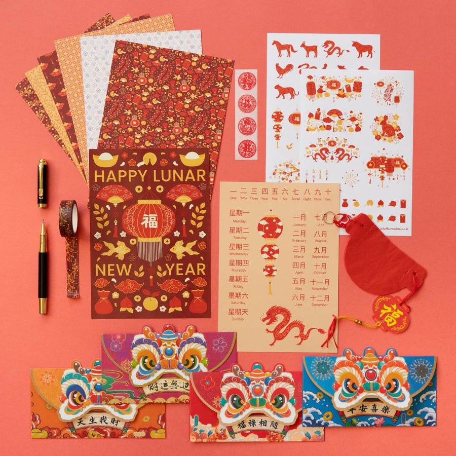 A closer look at our Chinese Festival themed Rowan Berry Stationery Box - Under the Rowan Trees