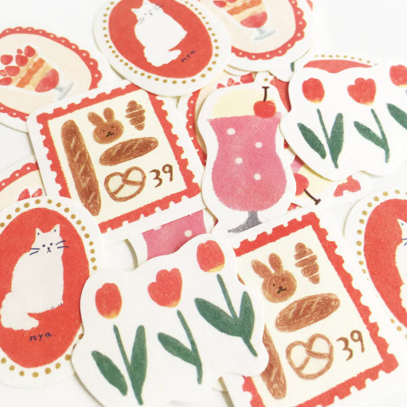 Watashi Biyori Washi Flake Stickers - Red
