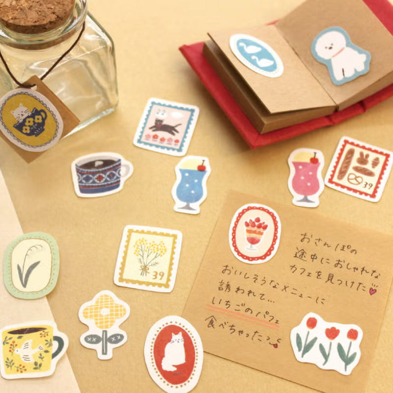 Watashi Biyori Washi Flake Stickers - Blue