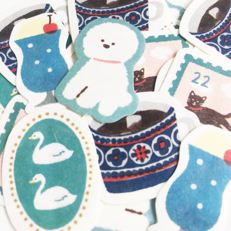 Watashi Biyori Washi Flake Stickers - Blue