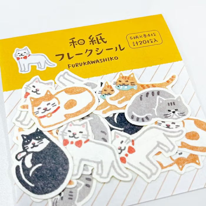 Watashi Biyori Washi Flake Stickers - Cats