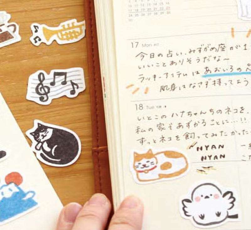 Watashi Biyori Washi Flake Stickers - Cats