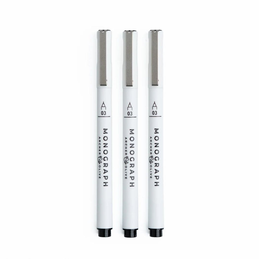 Black Fineliners Set of 3 - Archer & Olive