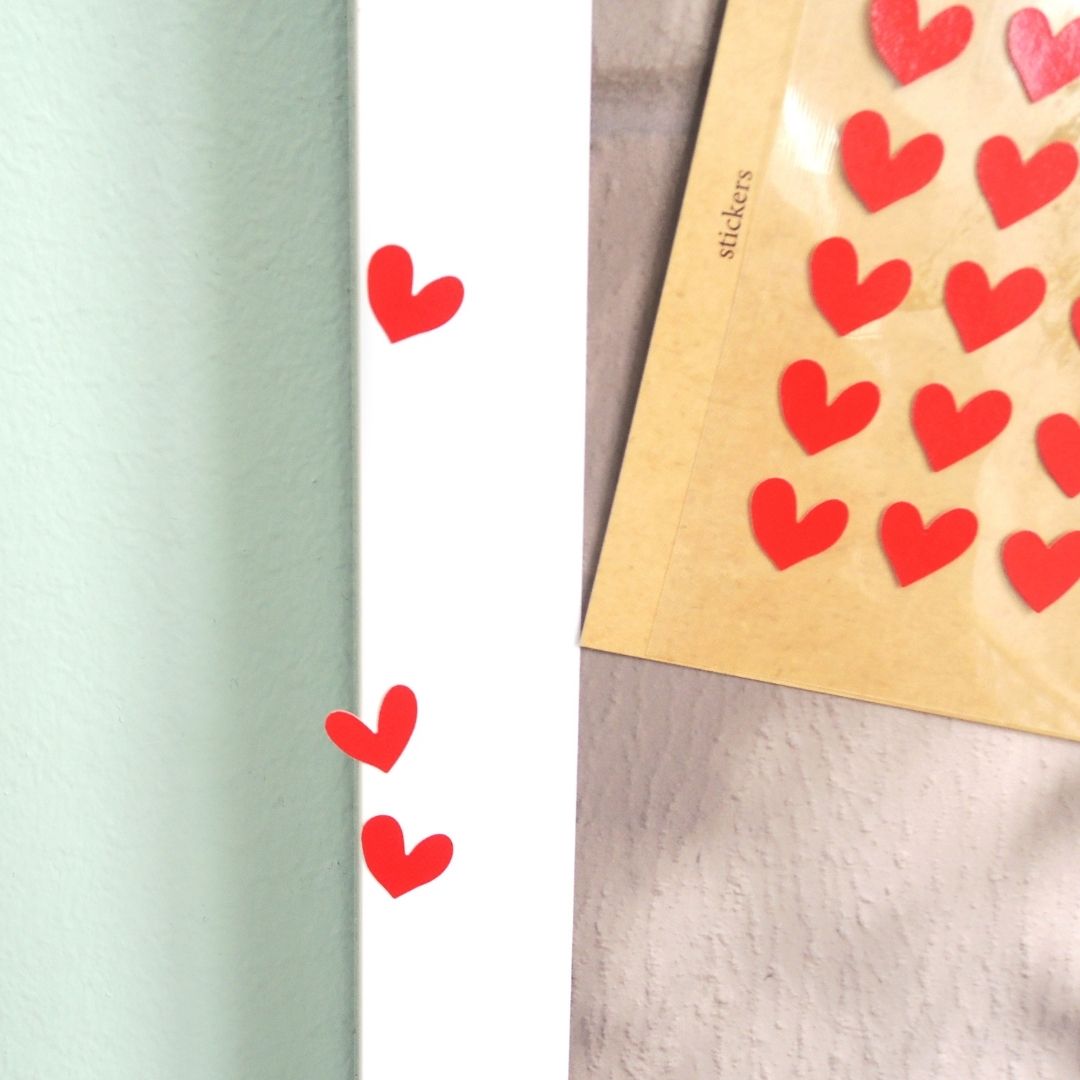 04 Red Cotton Hearts Suatelier Stickers - Plain - Suatelier