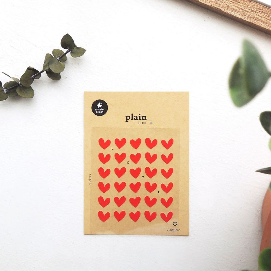 04 Red Cotton Hearts Suatelier Stickers - Plain - Suatelier