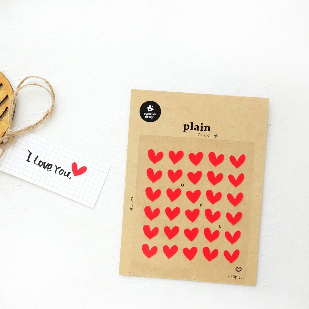 04 Red Cotton Hearts Suatelier Stickers - Plain - Suatelier