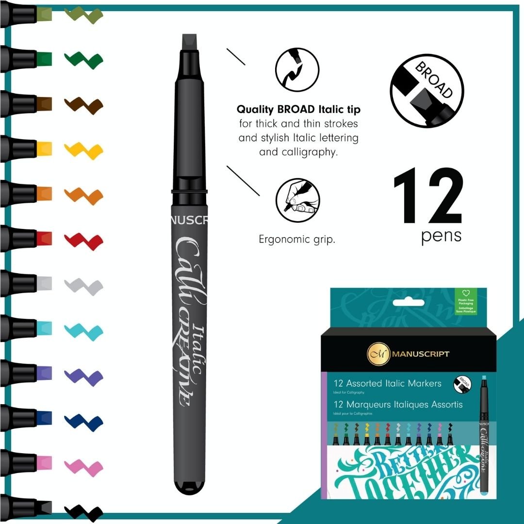 12 Italic Markers Callicreative - Broad - Manuscript