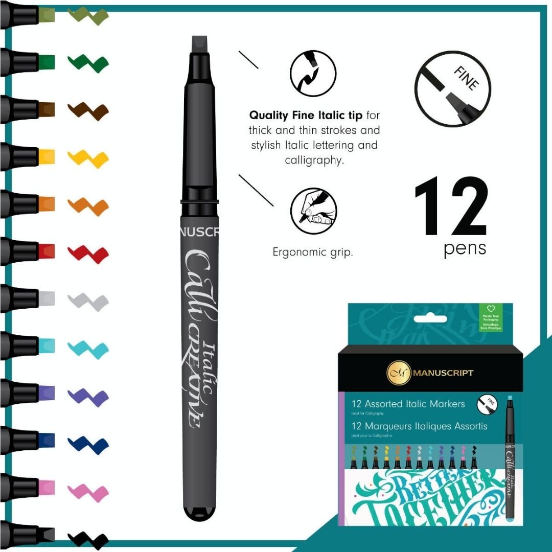 12 Italic Markers Callicreative - Fine - Manuscript