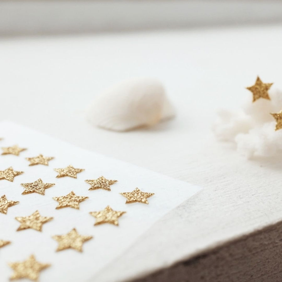 15 Gold Glitter Stars Suatelier Stickers - Plain - Suatelier