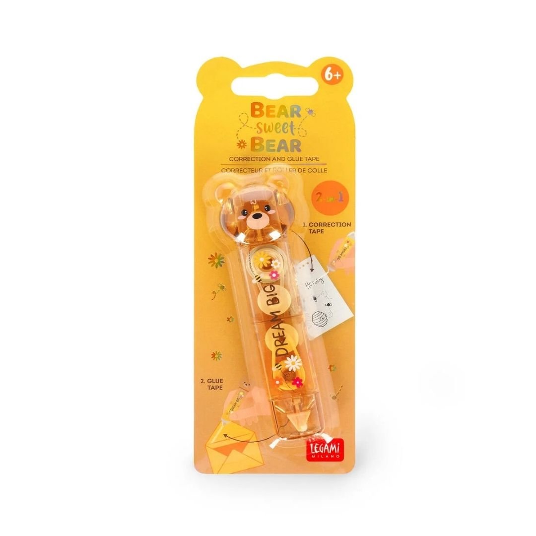 2-in-1 Correction Tape and Glue - Teddy Bear - Legami