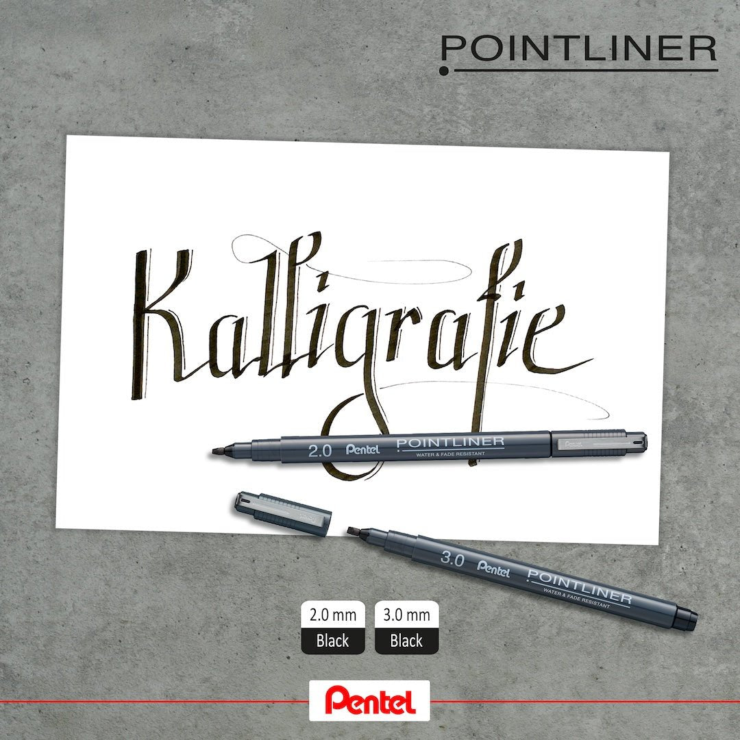 2.0 Black Pentel Pointliner Calligraphy Tip S20P - Pentel - Under the Rowan Trees