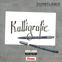 2.0 Black Pentel Pointliner Calligraphy Tip S20P - Pentel - Pens - Under the Rowan Trees