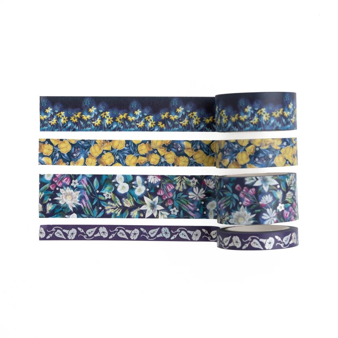 Midnight Floral Washi Tape Set - Under the Rowan Trees