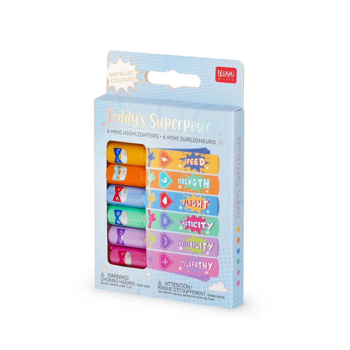 6 Mini Highlighters Teddy's Superpower - Legami