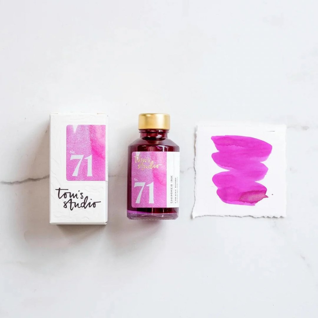 71 - Cherry Bomb Shimmer Fountain Pen Ink Tom’s Studio - Tom's Studio - Under the Rowan Trees