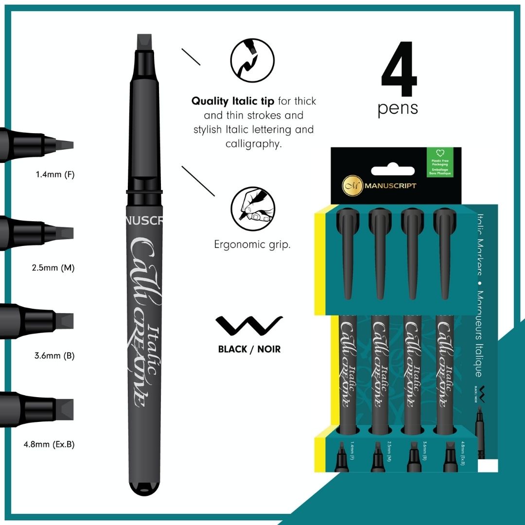 Black Italic Markers Set of 4 - Callicreative