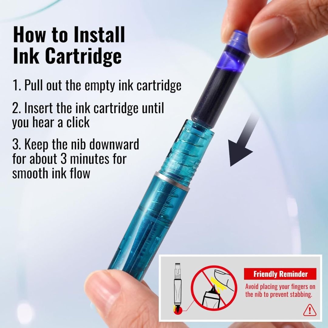 Clictek Retractable Fountain Pen Writech How to Install Ink Cartridge