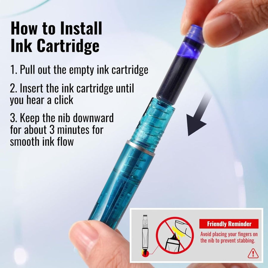 Clictek Retractable Fountain Pen Writech How to Install Ink Cartridge