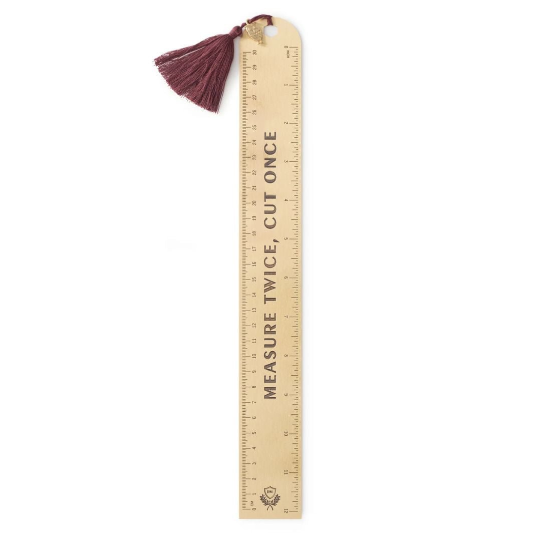 Gold Ruler 30cm - Measure Twice Cut Once - Under the Rowan Trees