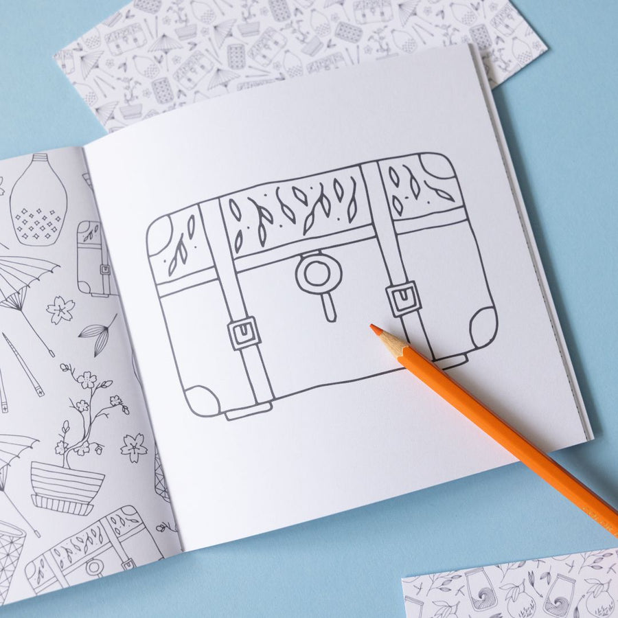 Ikigai Themed Stationery Gift Box Colouring Book Close Up