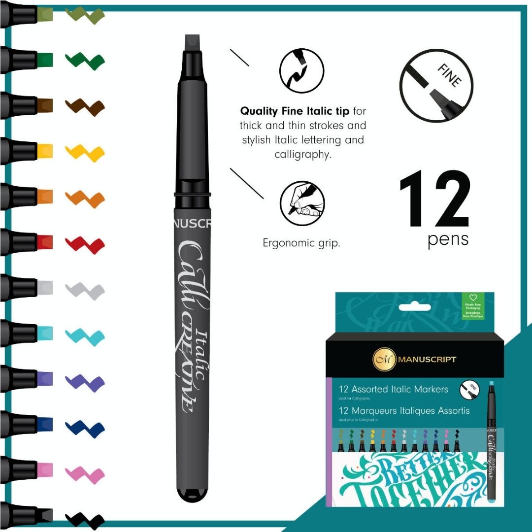 12 Italic Markers Callicreative