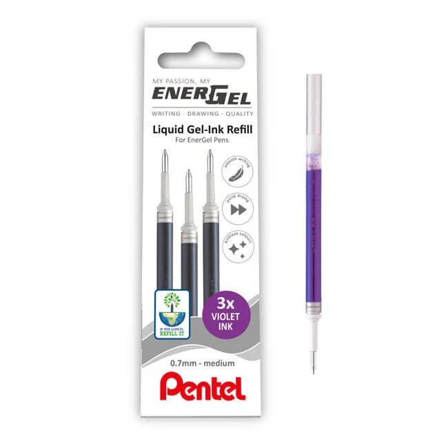 Energel Refills 0.7mm Pack of 3 LR7 - Violet - Under the Rowan Trees