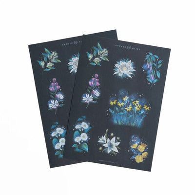 Midnight Floral Sticker Set - Under the Rowan Trees