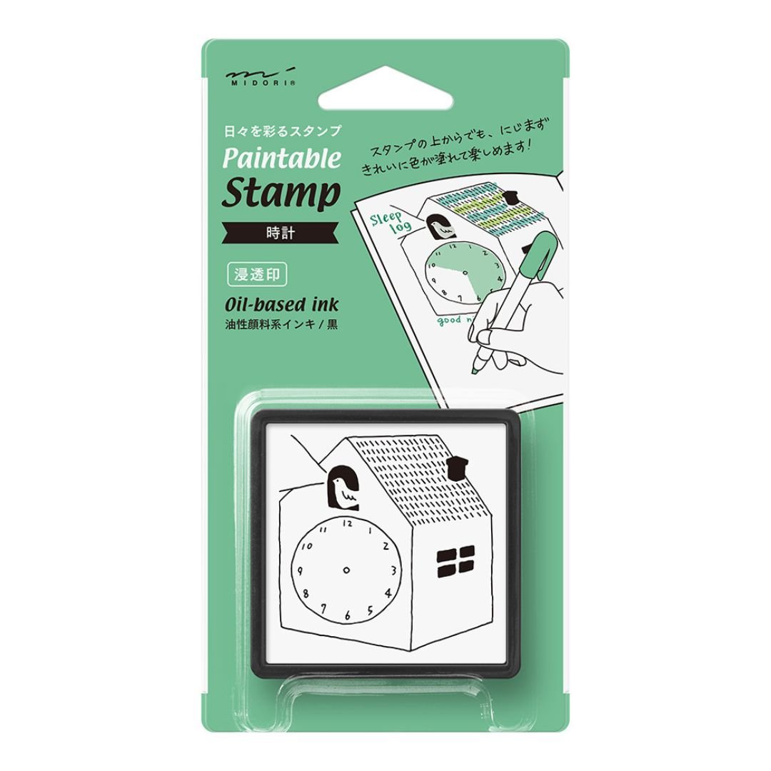 Midori Paintable Stamp Pre - Inked - Clock - Under the Rowan Trees