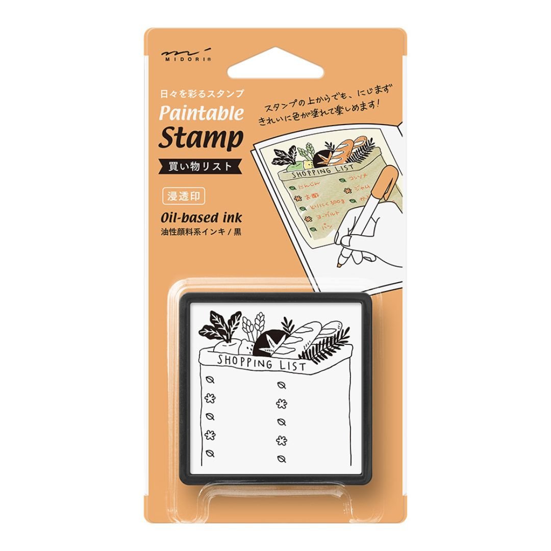 Midori Paintable Stamp Pre - Inked - Shopping List - Under the Rowan Trees