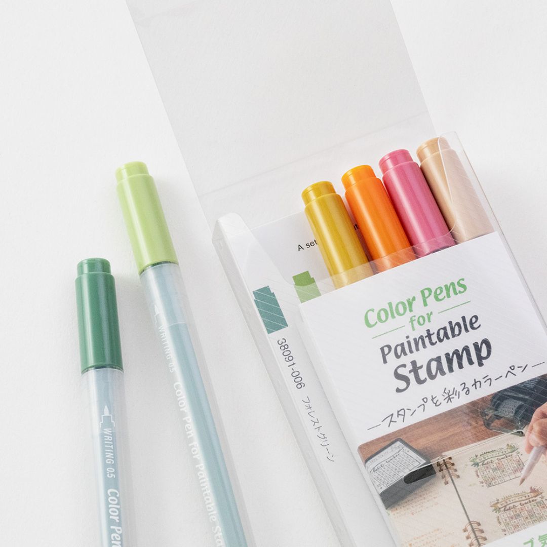 Midori Colour Pens For Paintable Stamps Set of 6 - Positive - Under the Rowan Trees