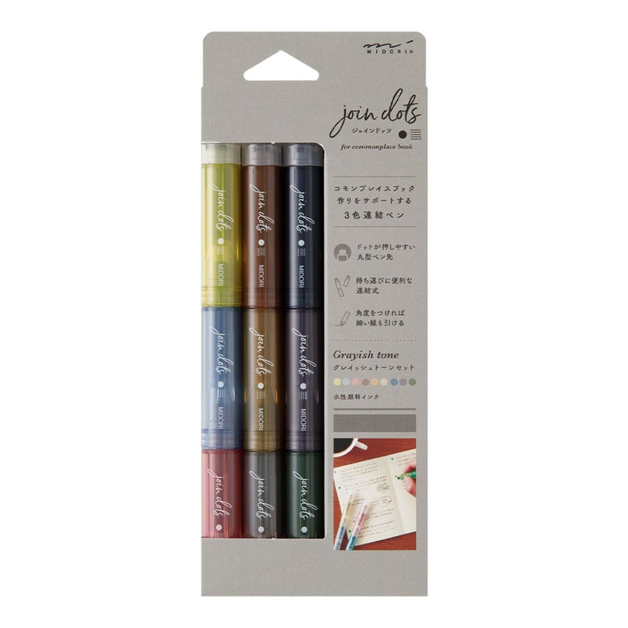 Dots Connection Pen 3 Pack Midori - Dark Tones - Under the Rowan Trees
