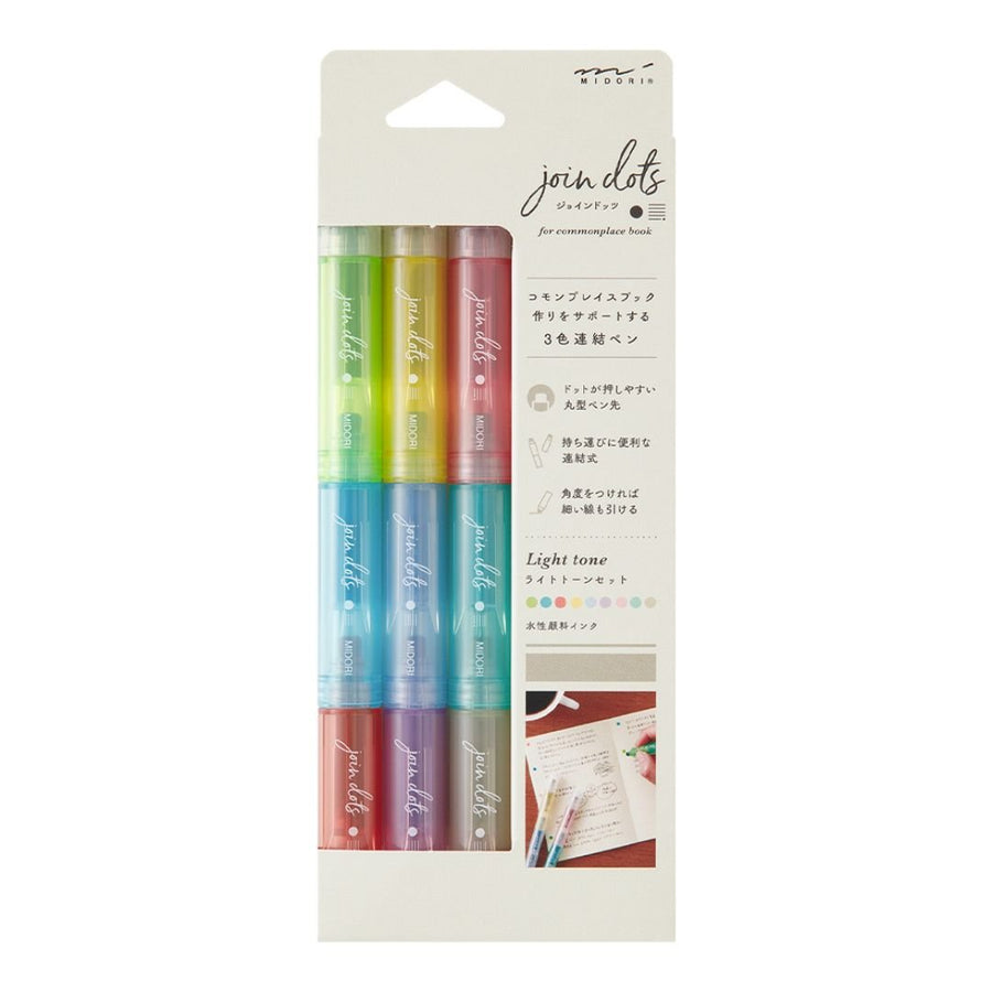 Dots Connection Pen 3 Pack Midori - Light Tones - Under the Rowan Trees