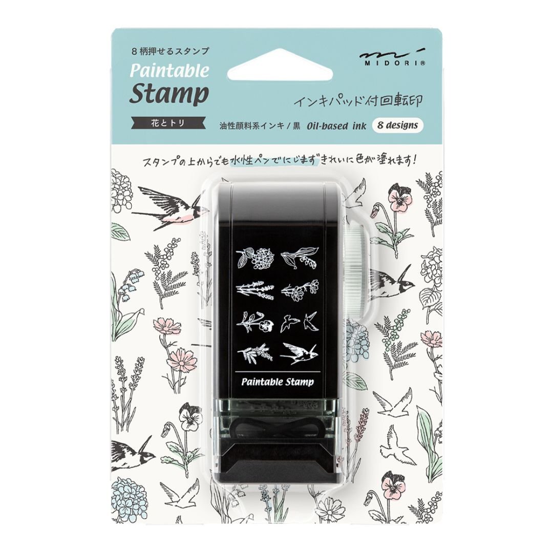 Midori Paintable Rotating Stamp Dial - Flower & Bird - Under the Rowan Trees