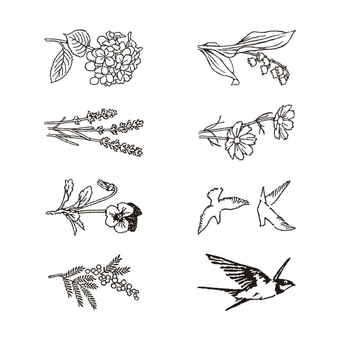 Midori Paintable Rotating Stamp Dial - Flower & Bird - Under the Rowan Trees