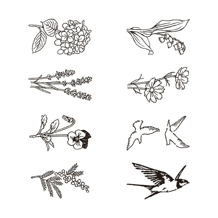 Midori Paintable Rotating Stamp Dial - Flower & Bird - Under the Rowan Trees